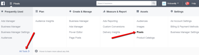 Facebook Business Manager All Tools Pixels