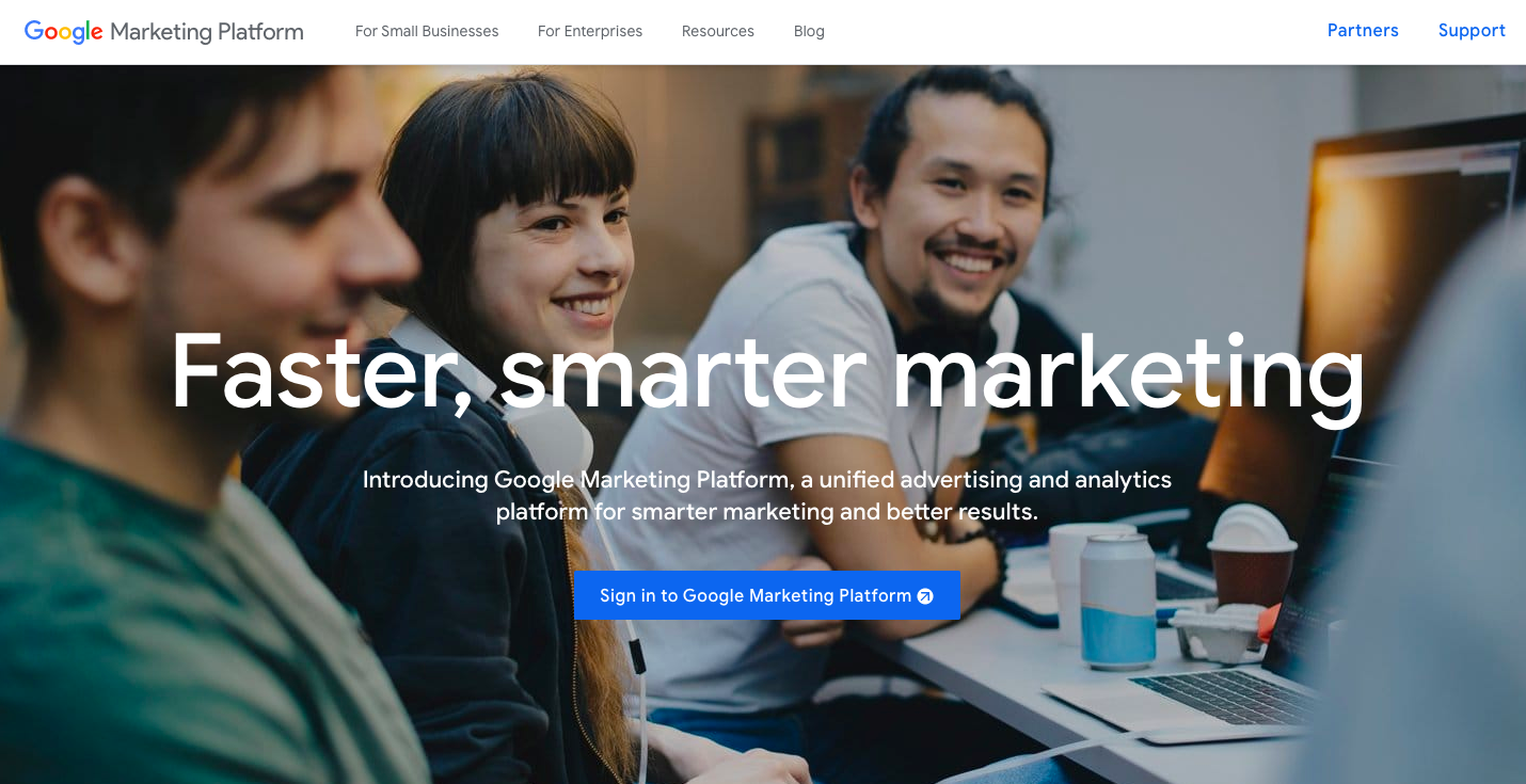 Google Marketing Platform homepage