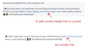 safe and unsafe Facebook links